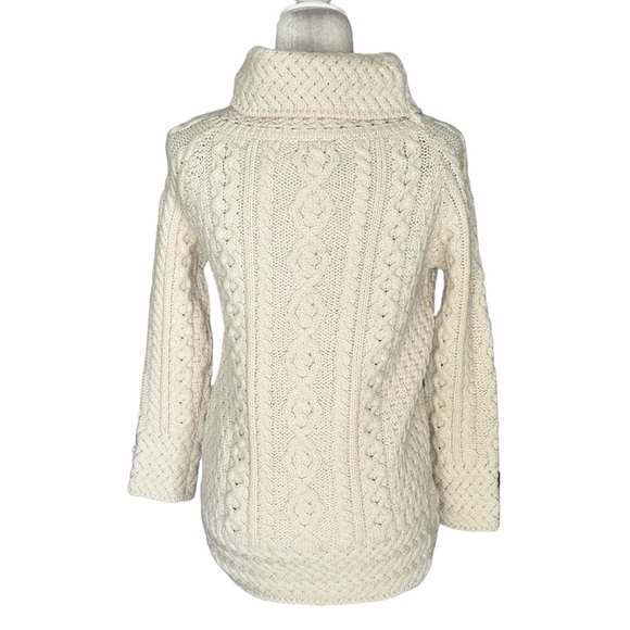 Aran Ireland Ivory Cable Knit Cowl Neck Tunic Sweater - XS - Picture 9 of 15